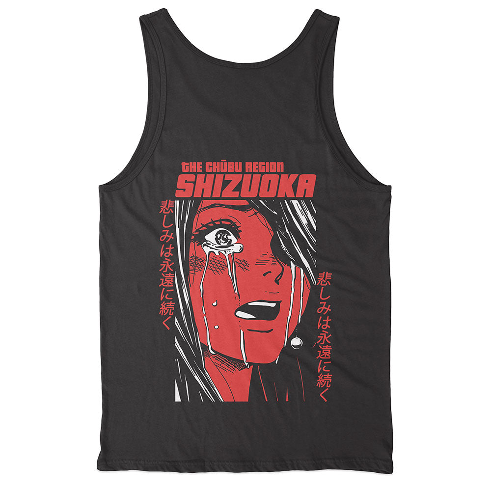 Yūjin Clothing Shizuoka tank top displayed flat, showcasing lightweight fabric and simple design, perfect for casual summer wear.