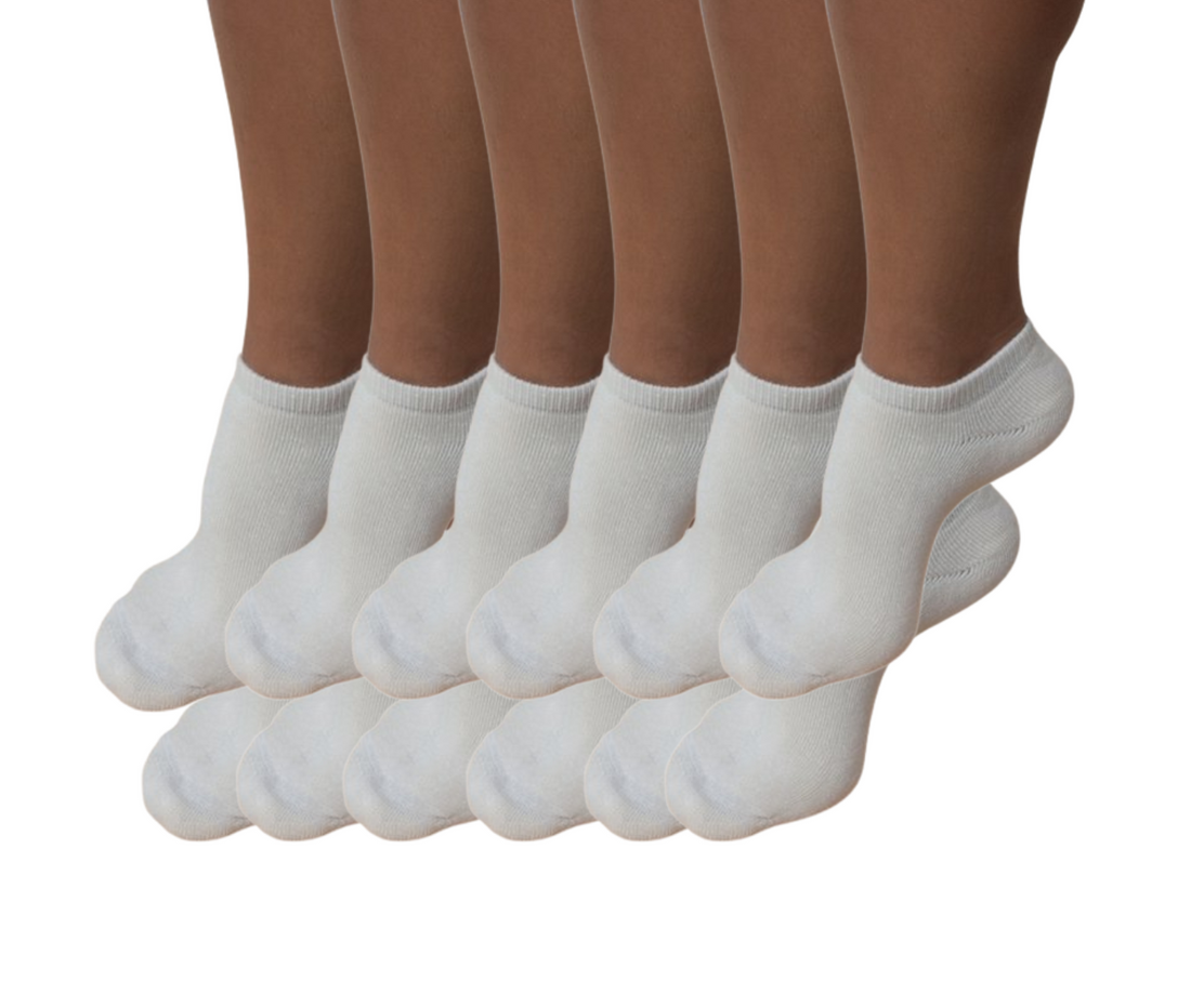 Set of 12 unisex Spun Bamboo No Look anklet socks in natural bamboo viscose, showcasing the lightweight, comfortable sock design.