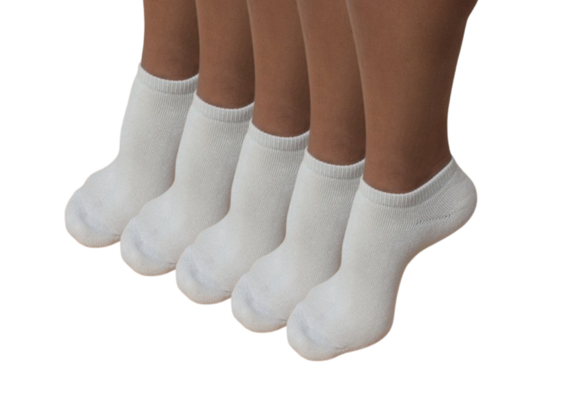 Unisex No Look anklet bamboo viscose socks in natural color, 5-pack by Spun Bamboo, displayed in a close-up image.