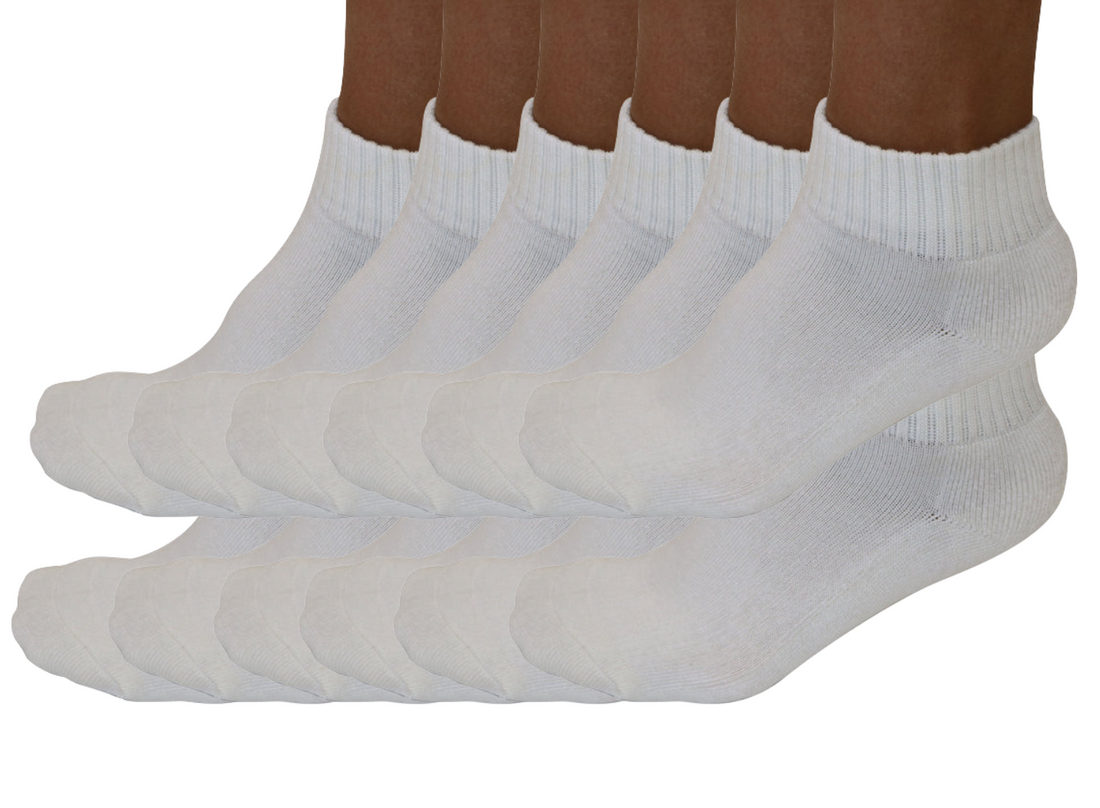 Set of 12 unisex bamboo viscose crew socks in natural color, made by Spun Bamboo, shown in a neatly arranged pack image.