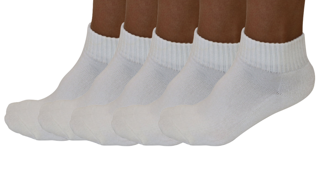 Set of five unisex bamboo viscose socks in natural color, 1/4 crew length by Spun Bamboo, comfortable and eco-friendly footwear.