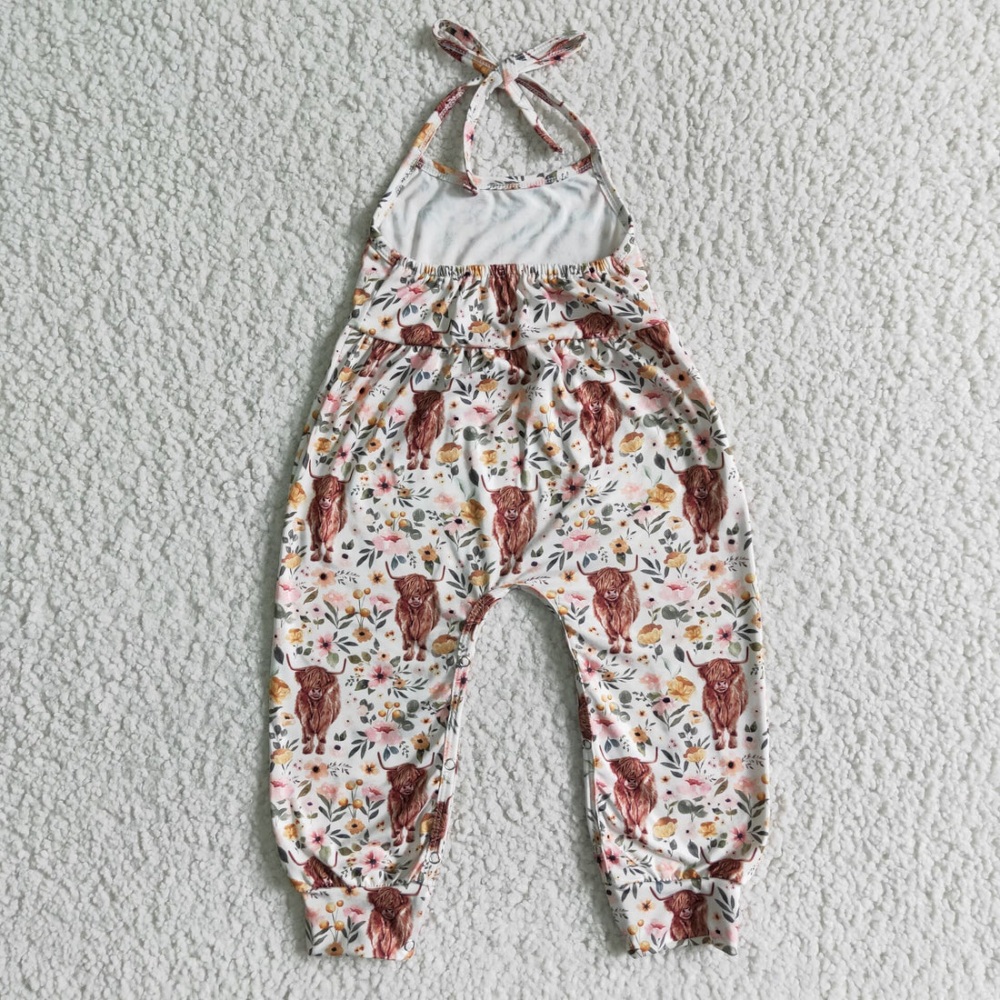 Highland cow baby girls jumpsuit