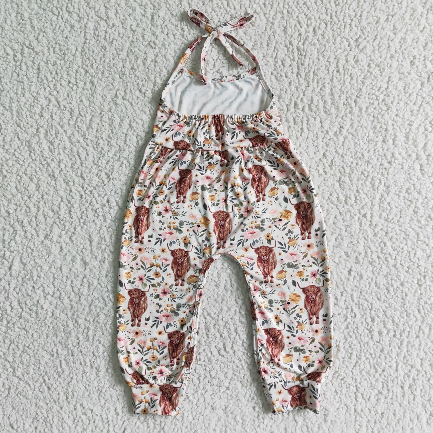 Highland cow baby girls jumpsuit