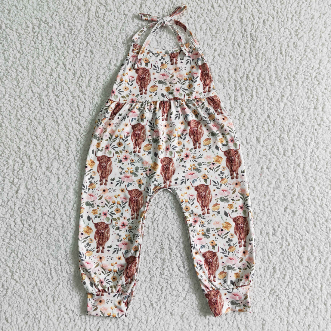 Highland cow baby girls jumpsuit