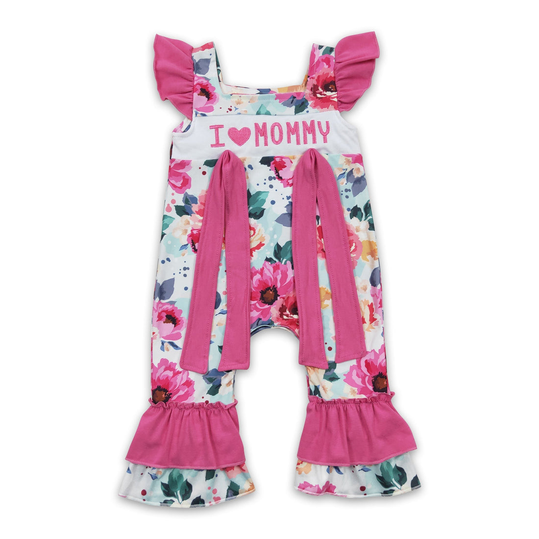 I love MOMMY floral baby girls mother&
