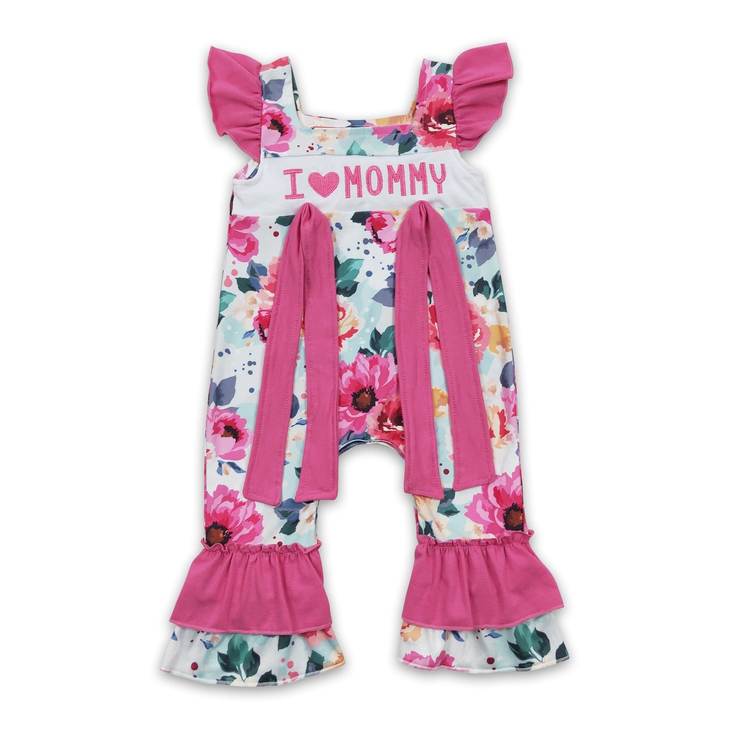 I love MOMMY floral baby girls mother&