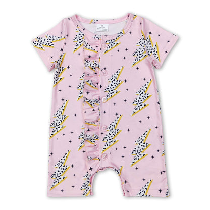 Short sleeves pink thunder western baby girls romper