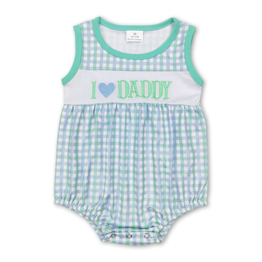 I love daddy green plaid sleeveless father&