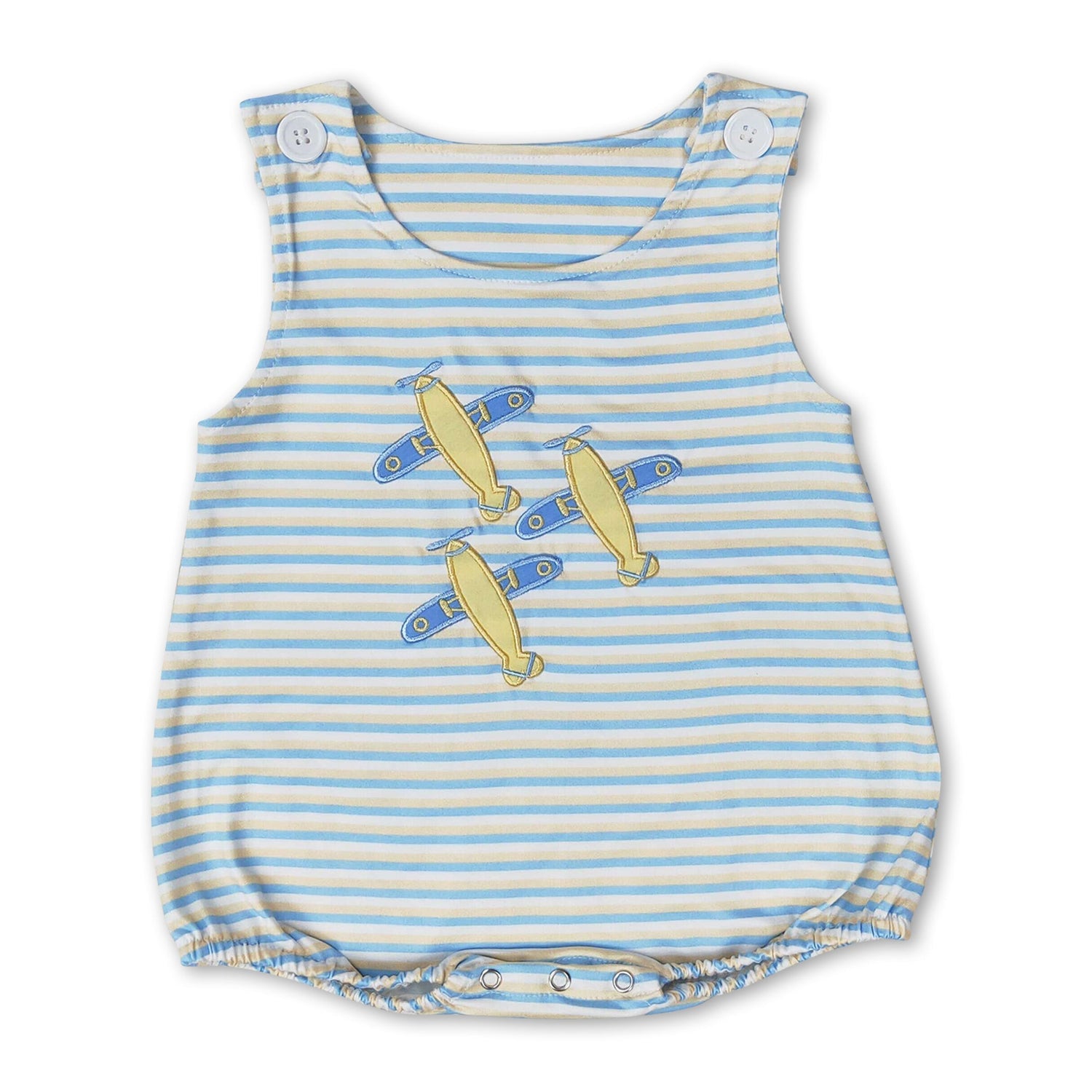 Sleeveless stripe airplane baby boys romper