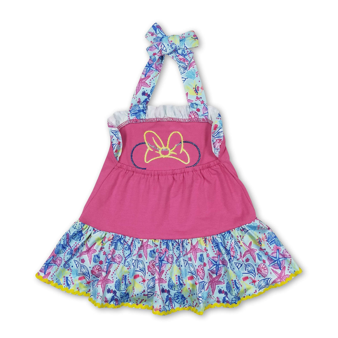Hot pink watercolor mouse baby girls romper