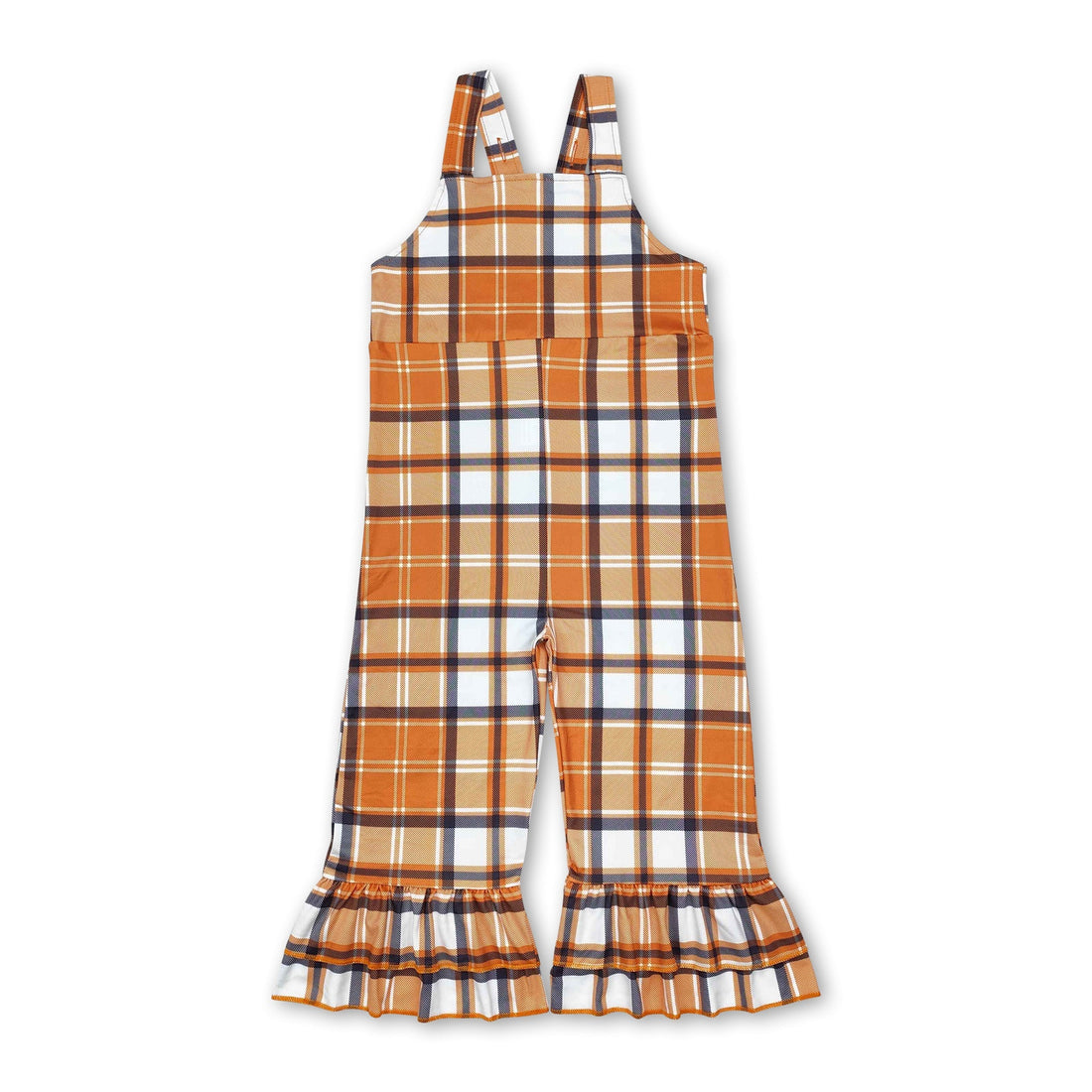 Plaid suspender kids girls fall bell bottom overalls