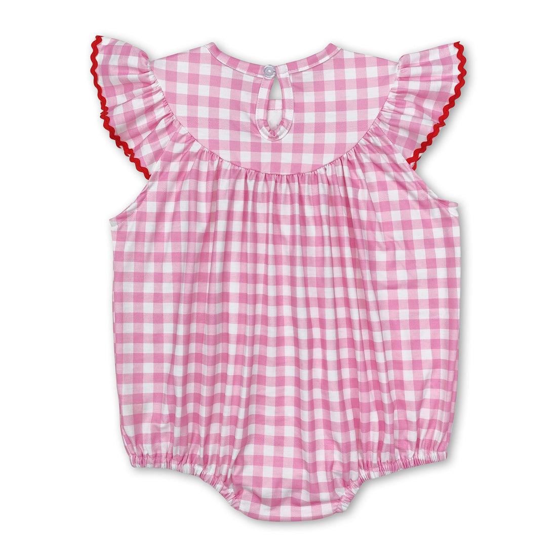 Pink plaid heart bow smocked baby girls Valentine&