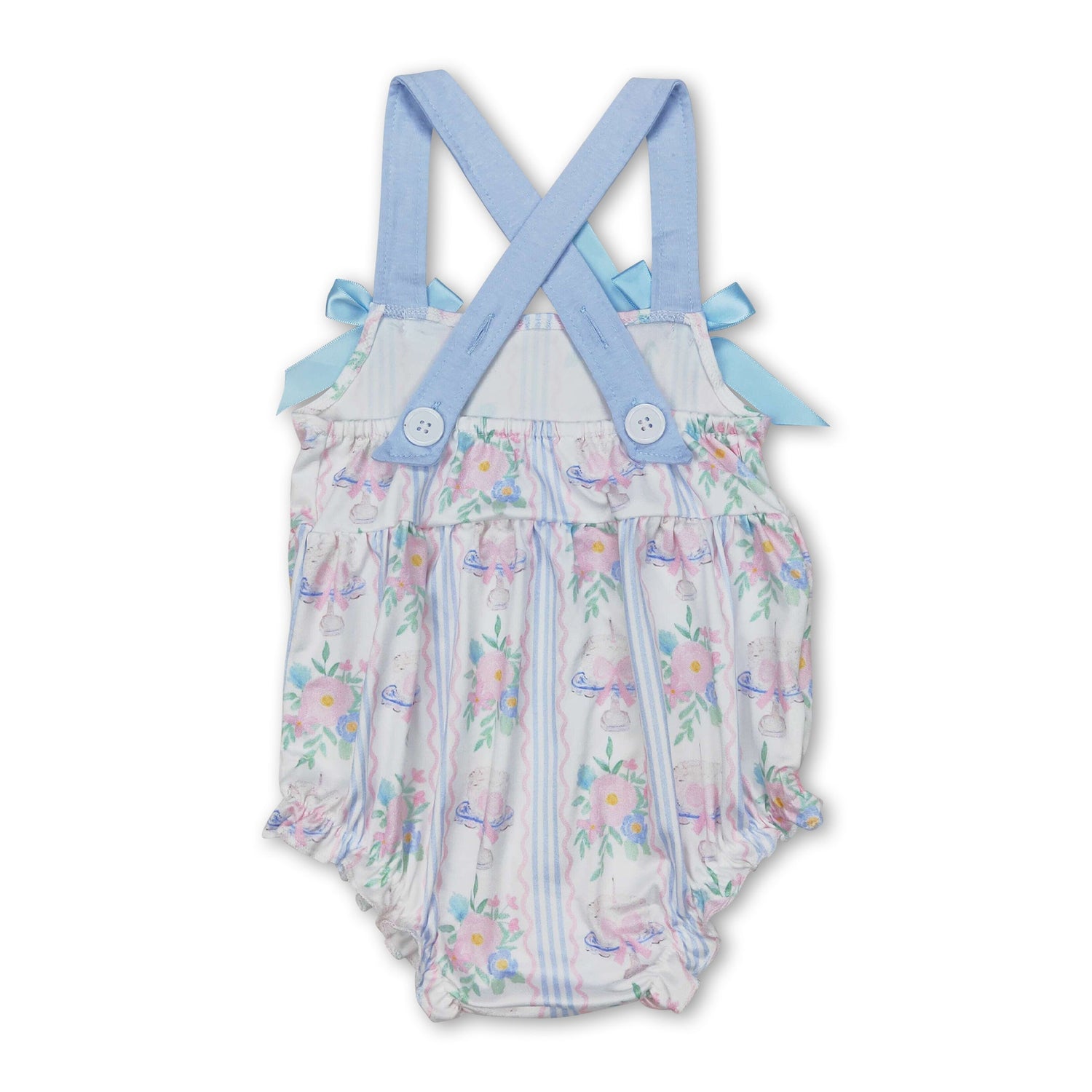 Straps cake floral bow baby girls summer romper