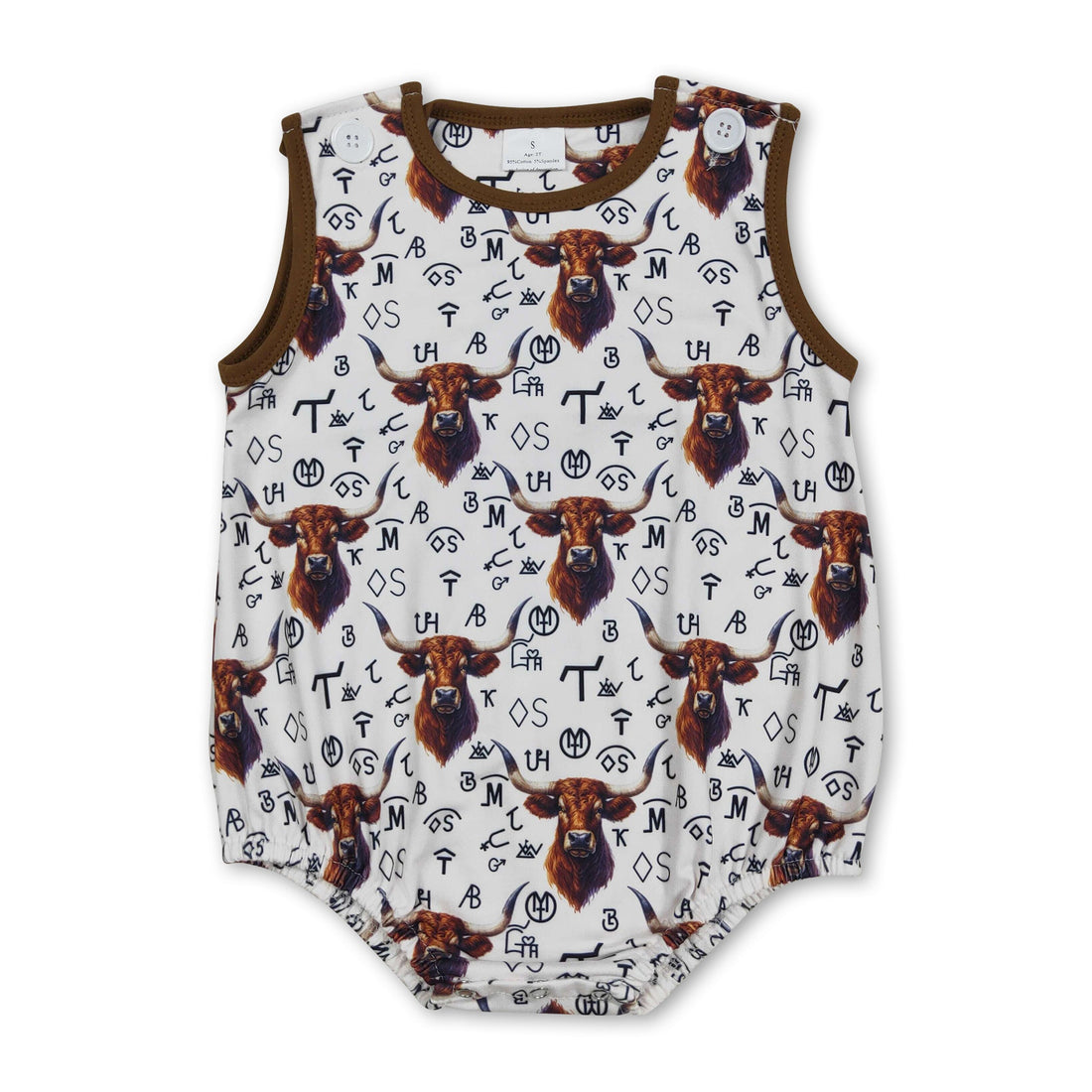 Sleeveless highland cow brands western boy romper