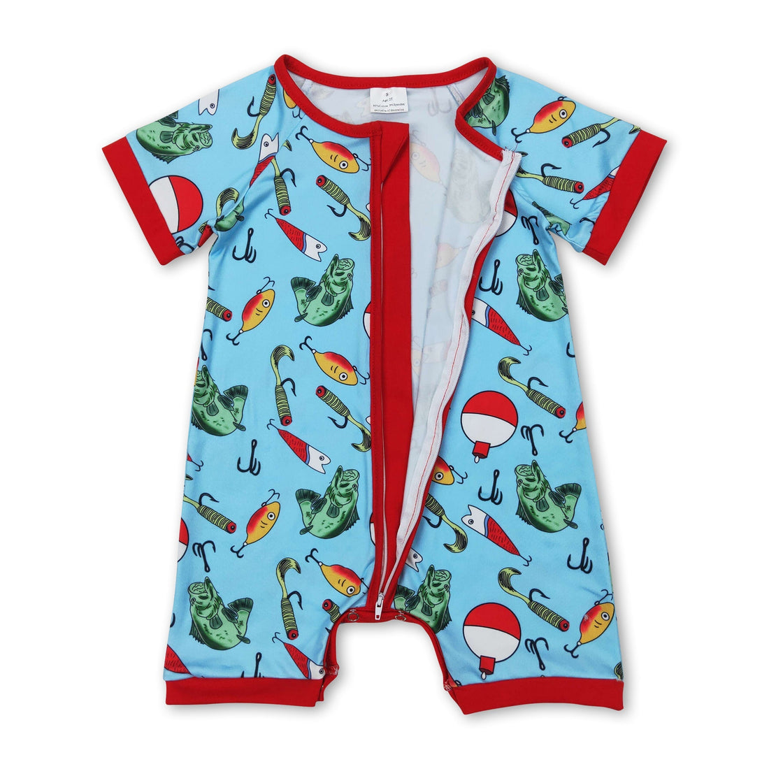 Short sleeves fishing baby boy zipper romper