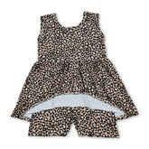 Sleeveless leopard print girls&
