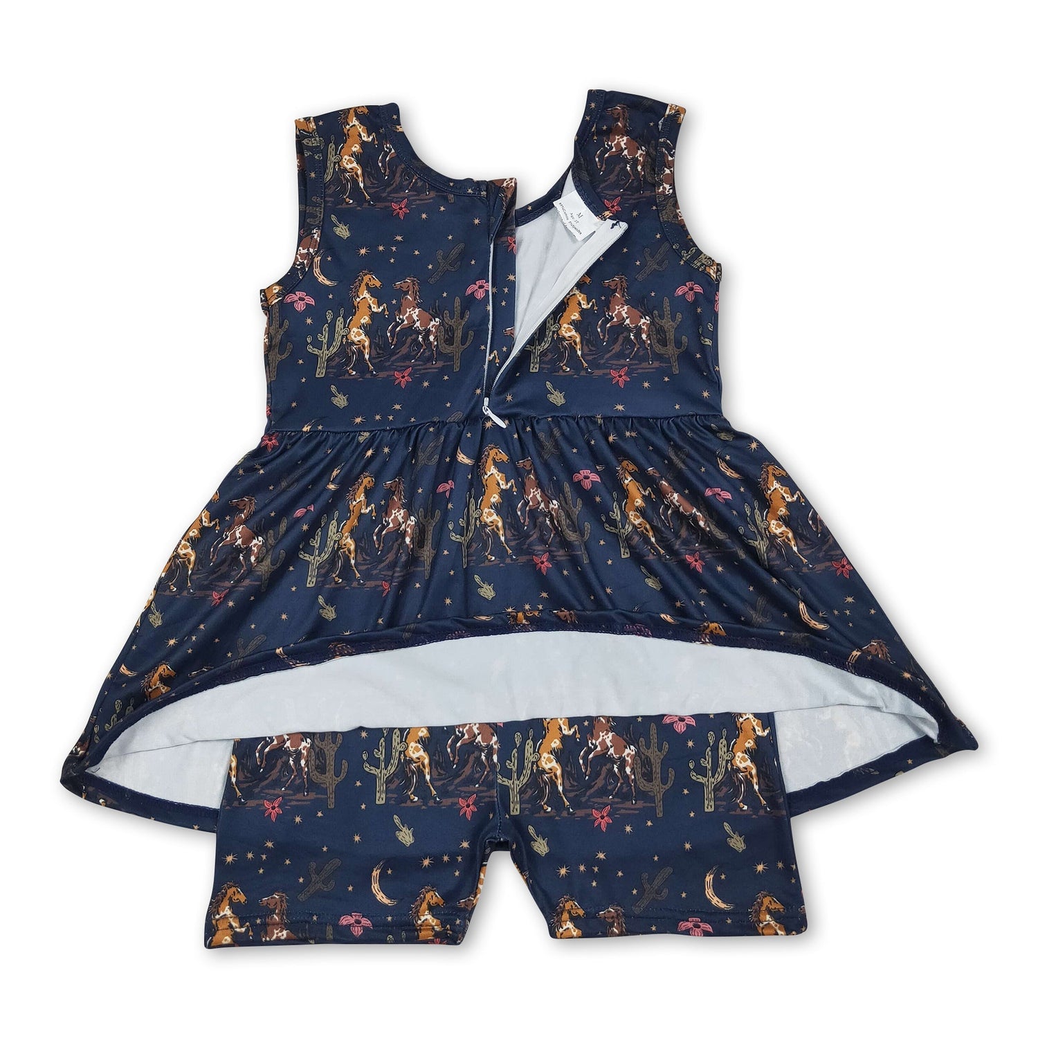 Cactus horse rodeo girls summer one piece jumpsuit