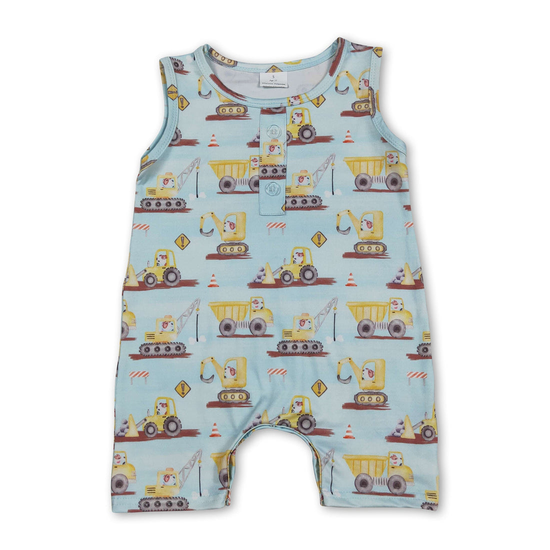 Baby boy summer romper by Mini Rodeo, sleeveless construction in soft fabric, perfect for warm weather and casual wear.