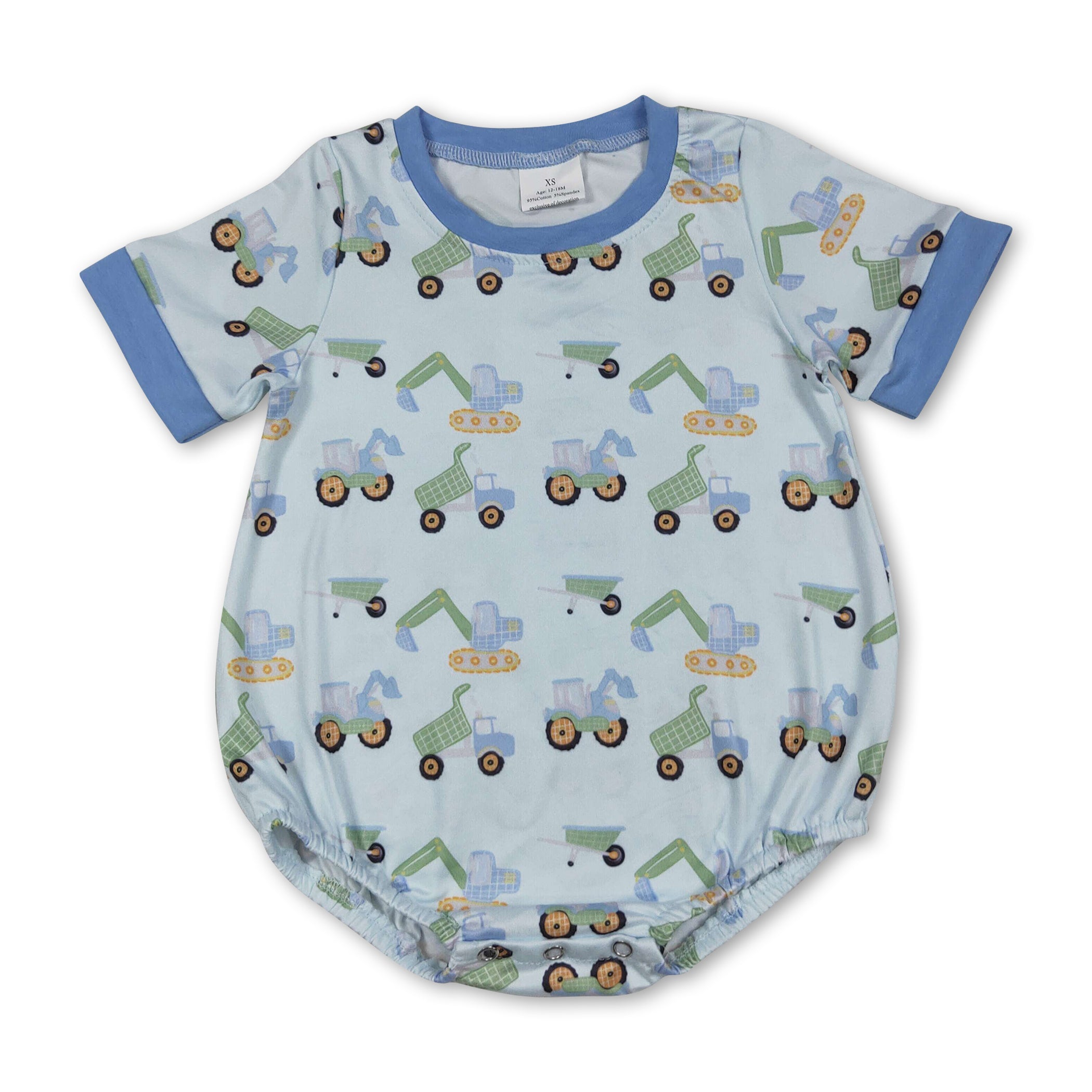 Short sleeves constructions baby boy summer romper