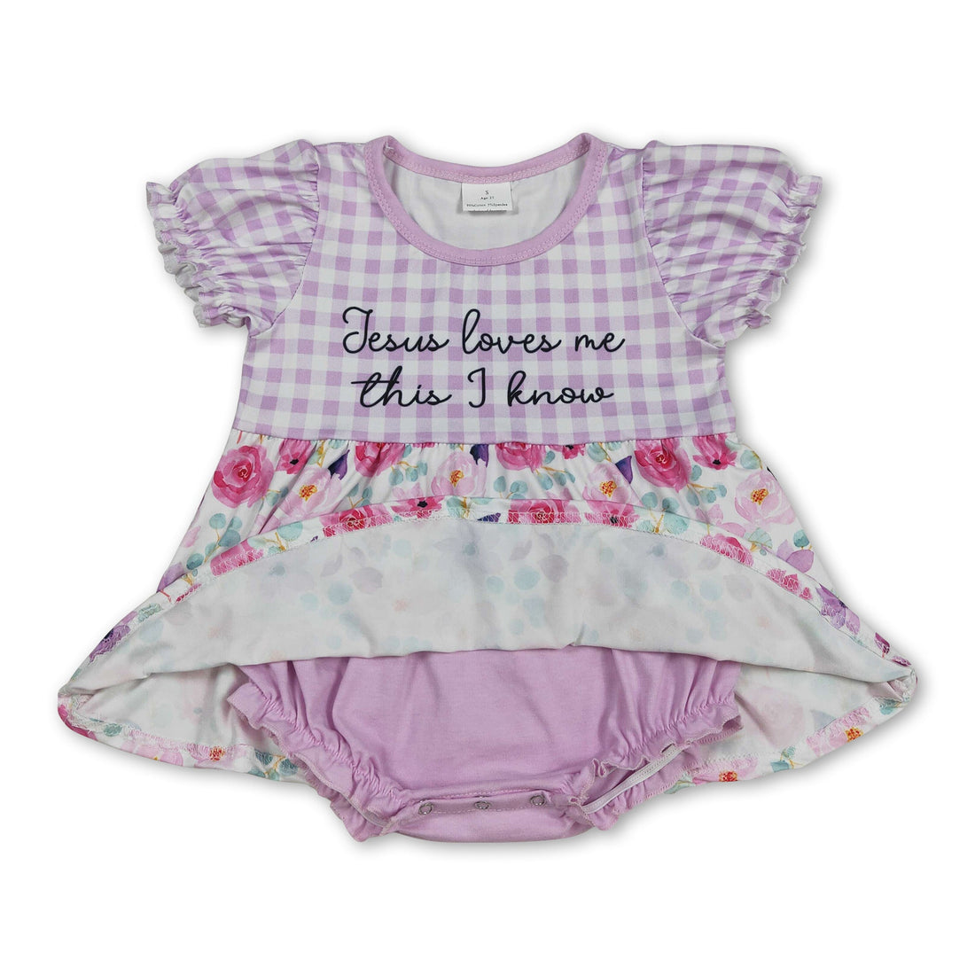 Jesus loves me this I know floral baby girls romper