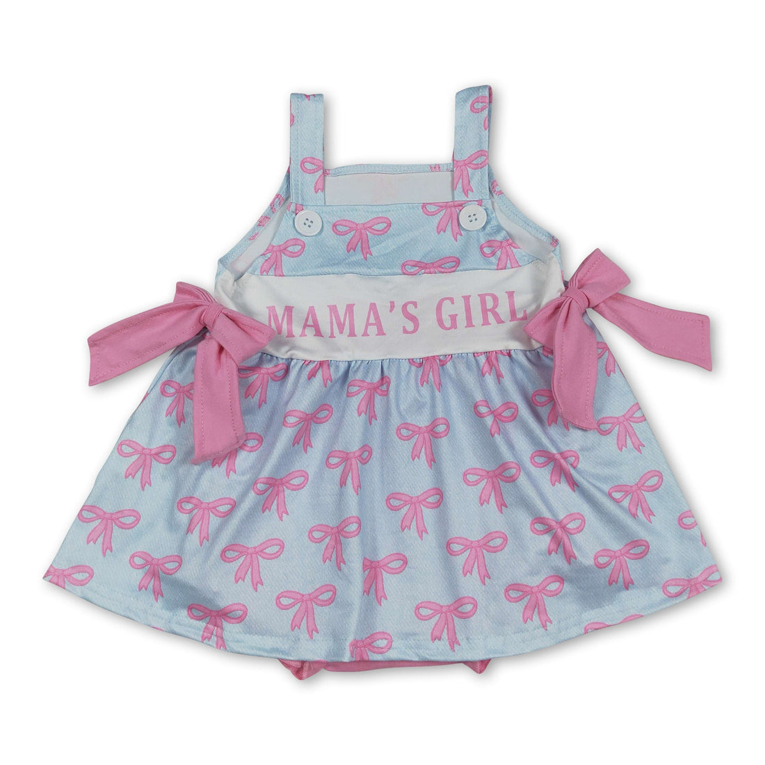 Mini Rodeo girl romper with straps and bow, summer baby girl bubble romper in pink with cute bow detail, comfortable and stylish.