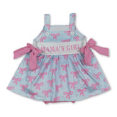 Mini Rodeo girl romper with straps and bow, summer baby girl bubble romper in pink with cute bow detail, comfortable and stylish.