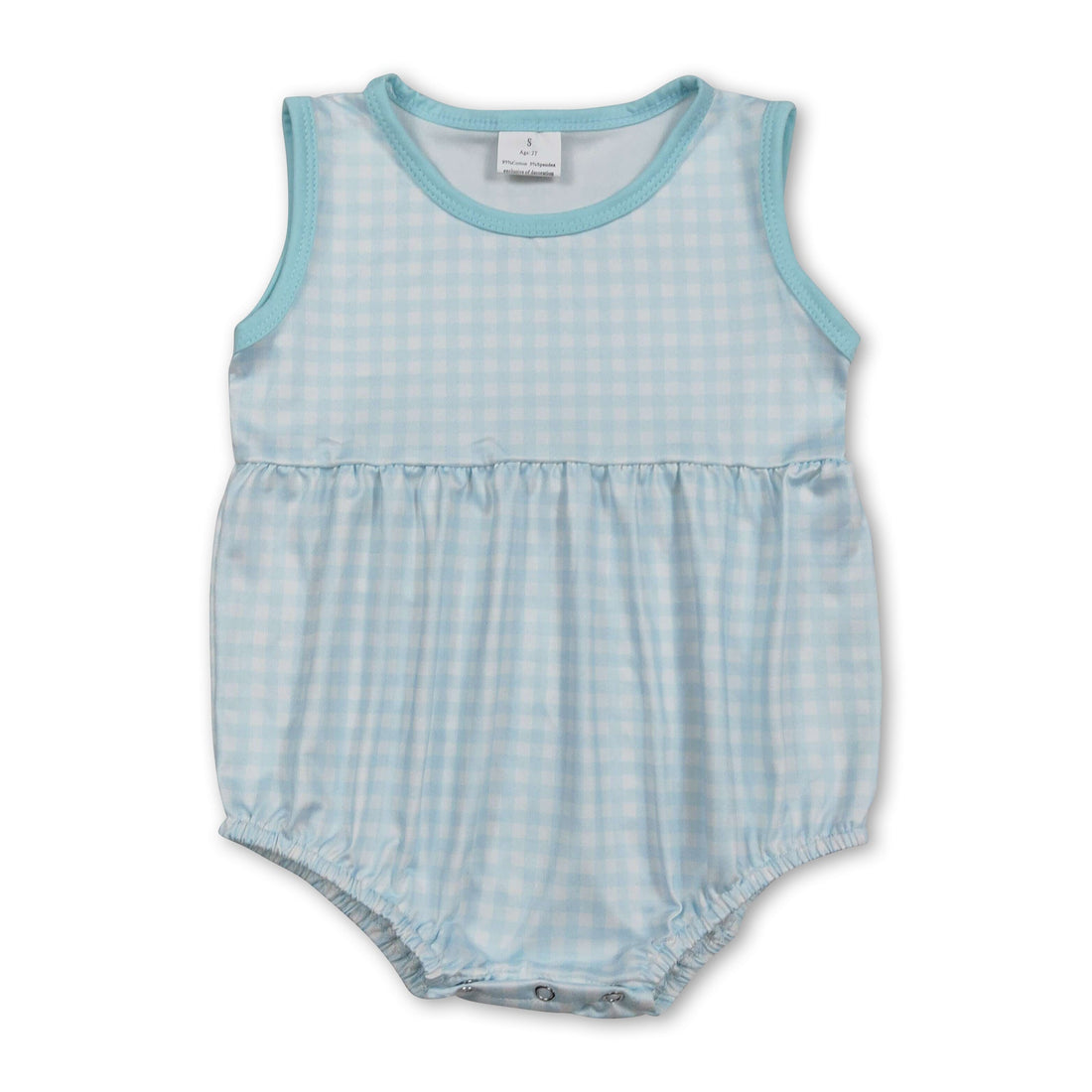 Mini Rodeo sleeveless plaid baby boy summer romper with a playful design, perfect for warm weather and casual outings.