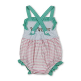Mini Rodeo girl bubble romper with ruffle straps and striped pattern, perfect for summer baby girls&