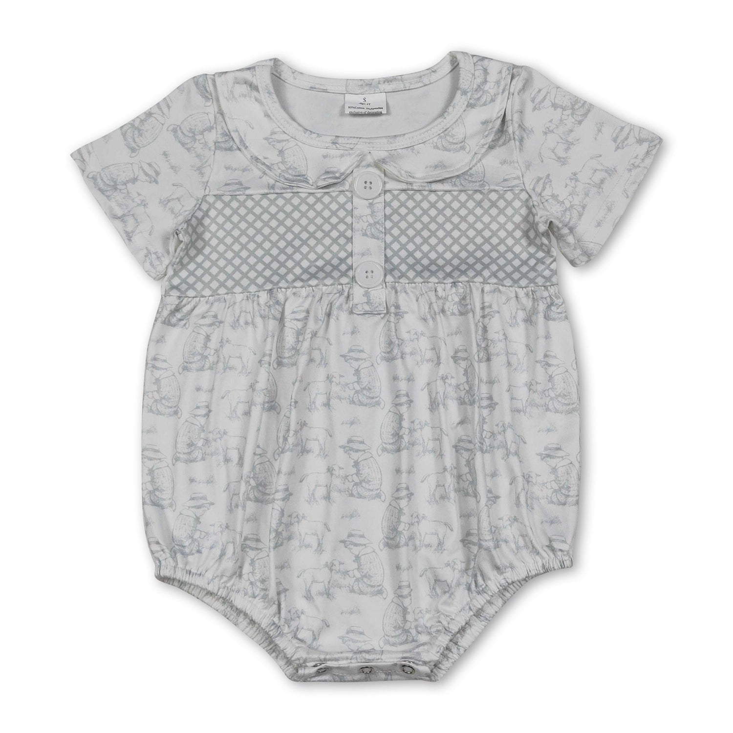Short sleeves sheep baby boy summer romper