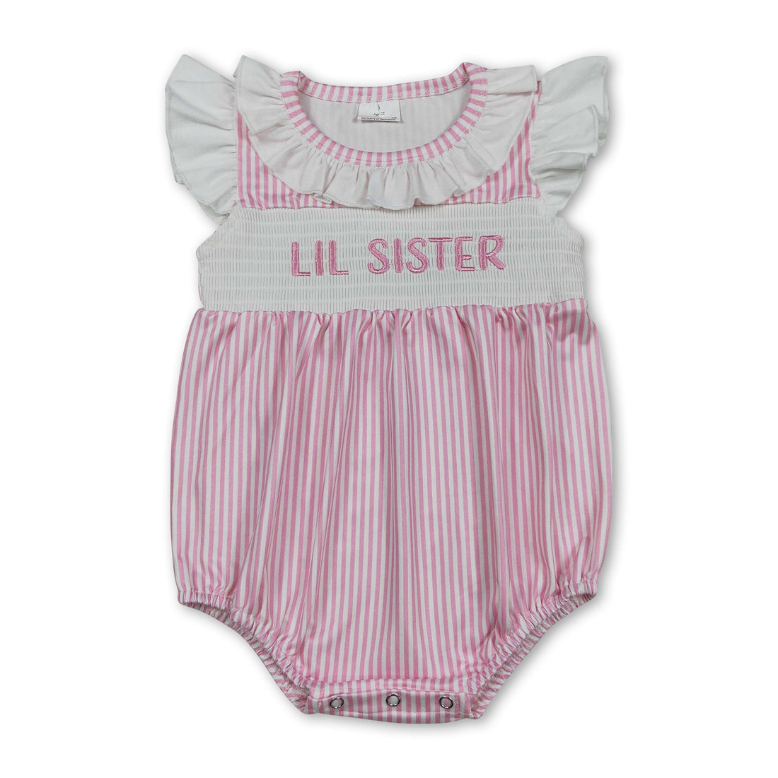 Mini Rodeo girl bubbles romper with flutter sleeves, smocked stripe design, perfect for baby girls, style SR3593_3.