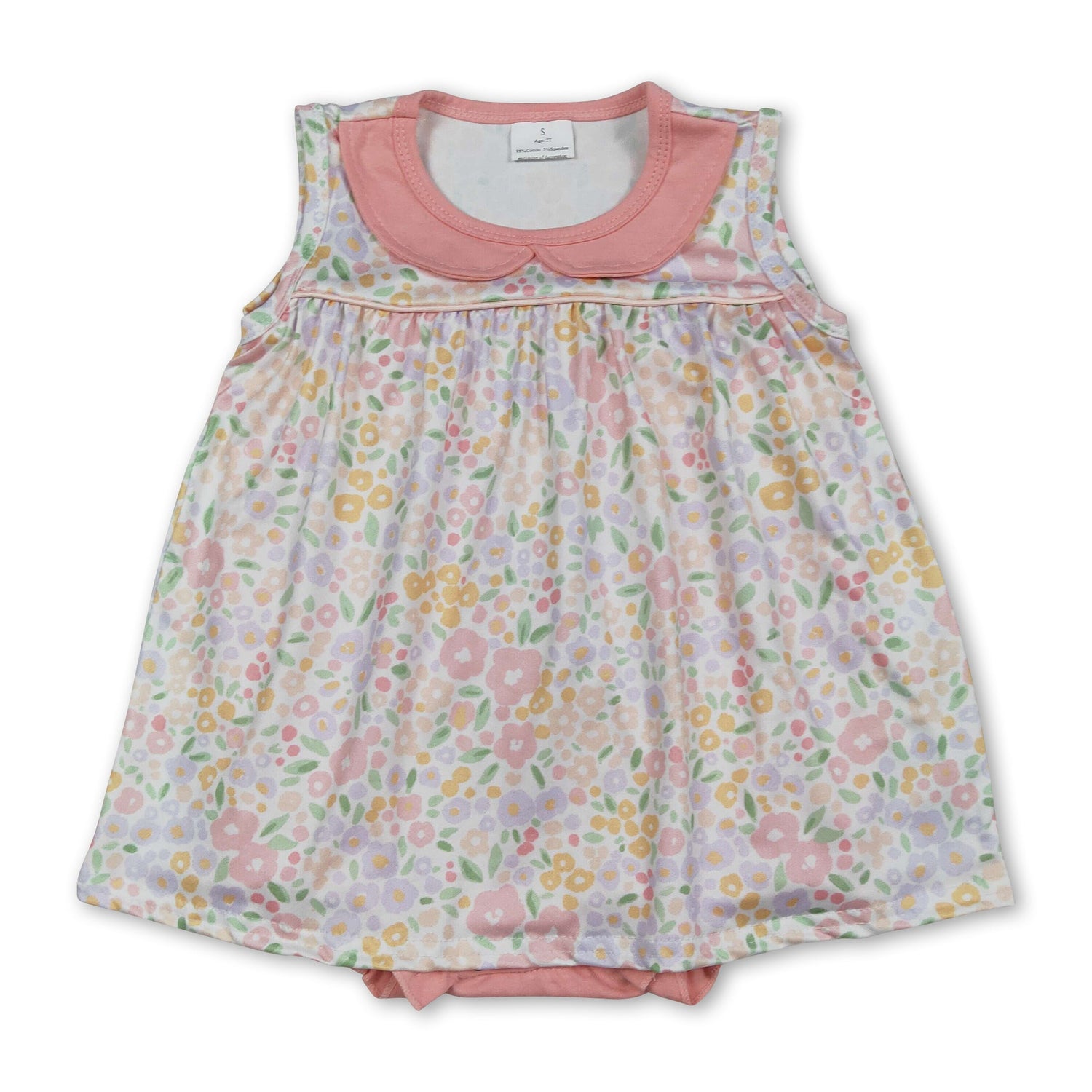 Sleeveless doll collar floral baby girls summer romper