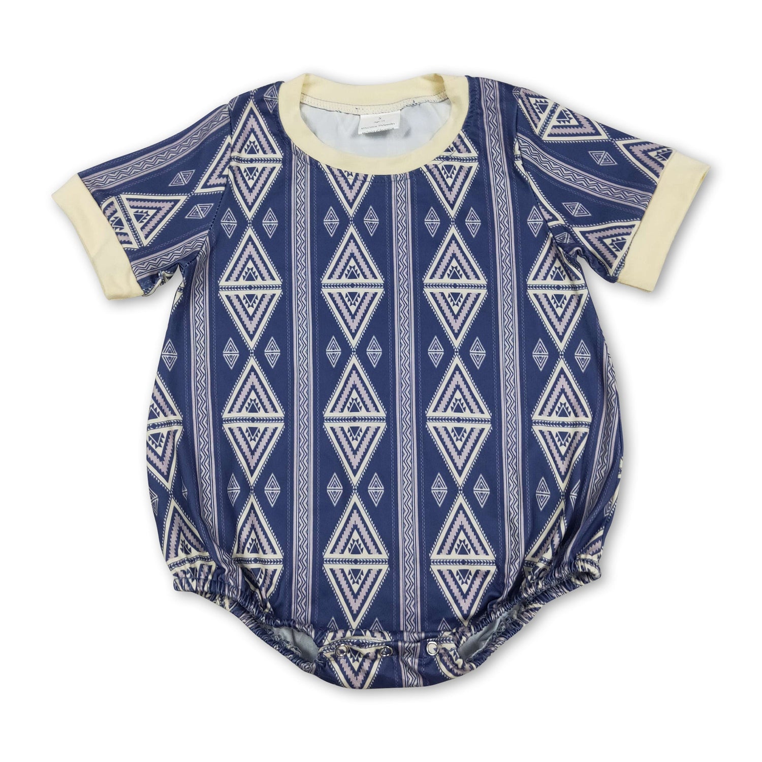 Short sleeves blue aztec baby boy western romper