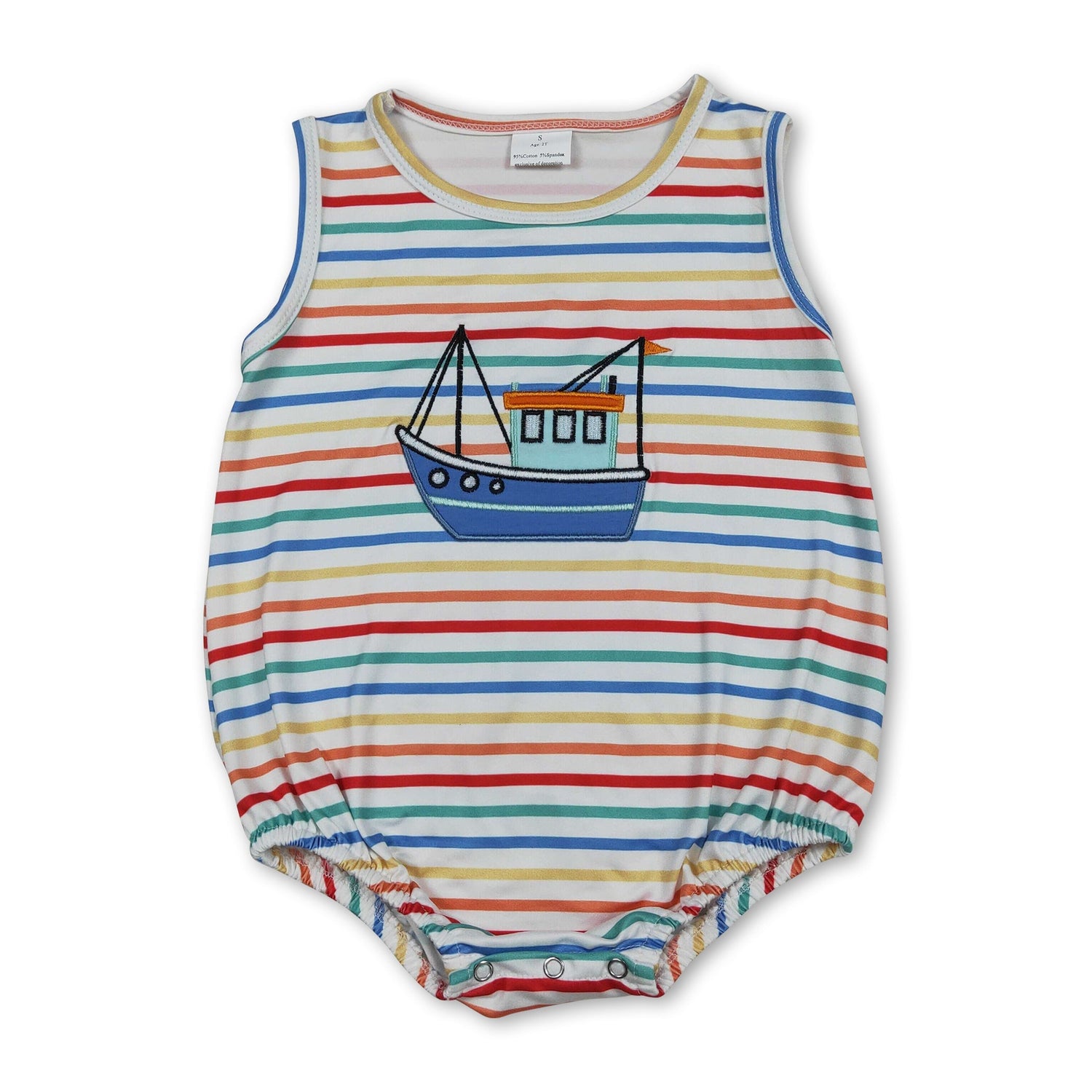 Sleeveless stripe boat baby boy summer romper