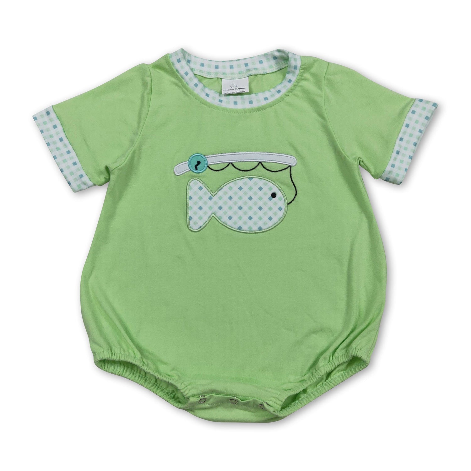 Short sleeves fishing embroidery baby boy summer romper