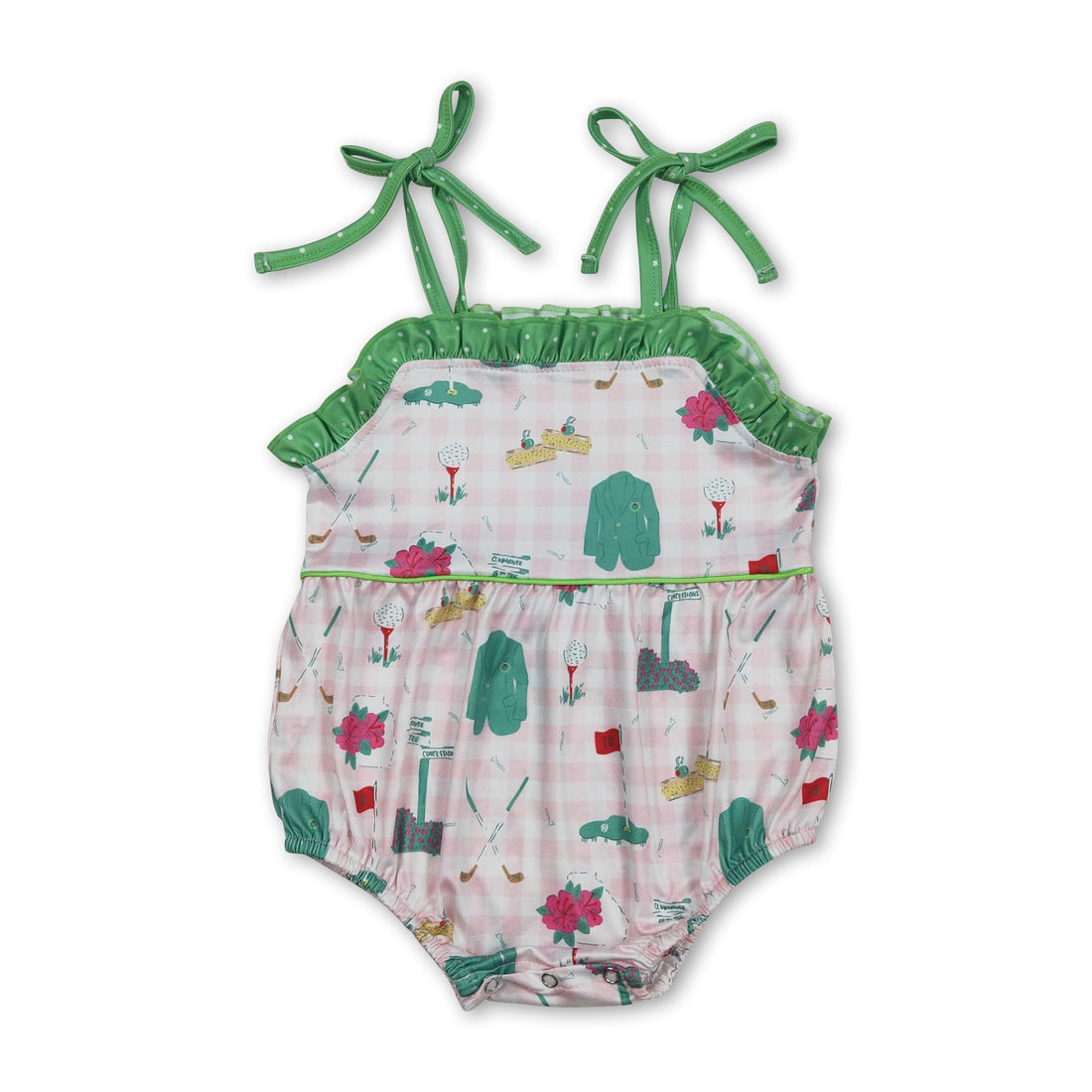 Pink plaid ruffle straps on Mini Rodeo girl&