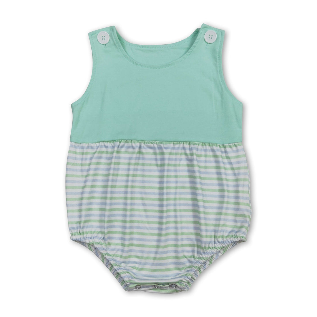 Mini Rodeo sleeveless stripe baby boy summer romper, boy bubbles style, lightweight and comfortable for warm weather.