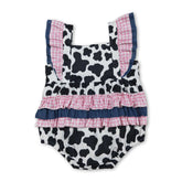 Mini Rodeo girl bubbles romper with flutter sleeves, cow ruffle design, perfect for summer baby girls, shown in SR3898_3.jpg.