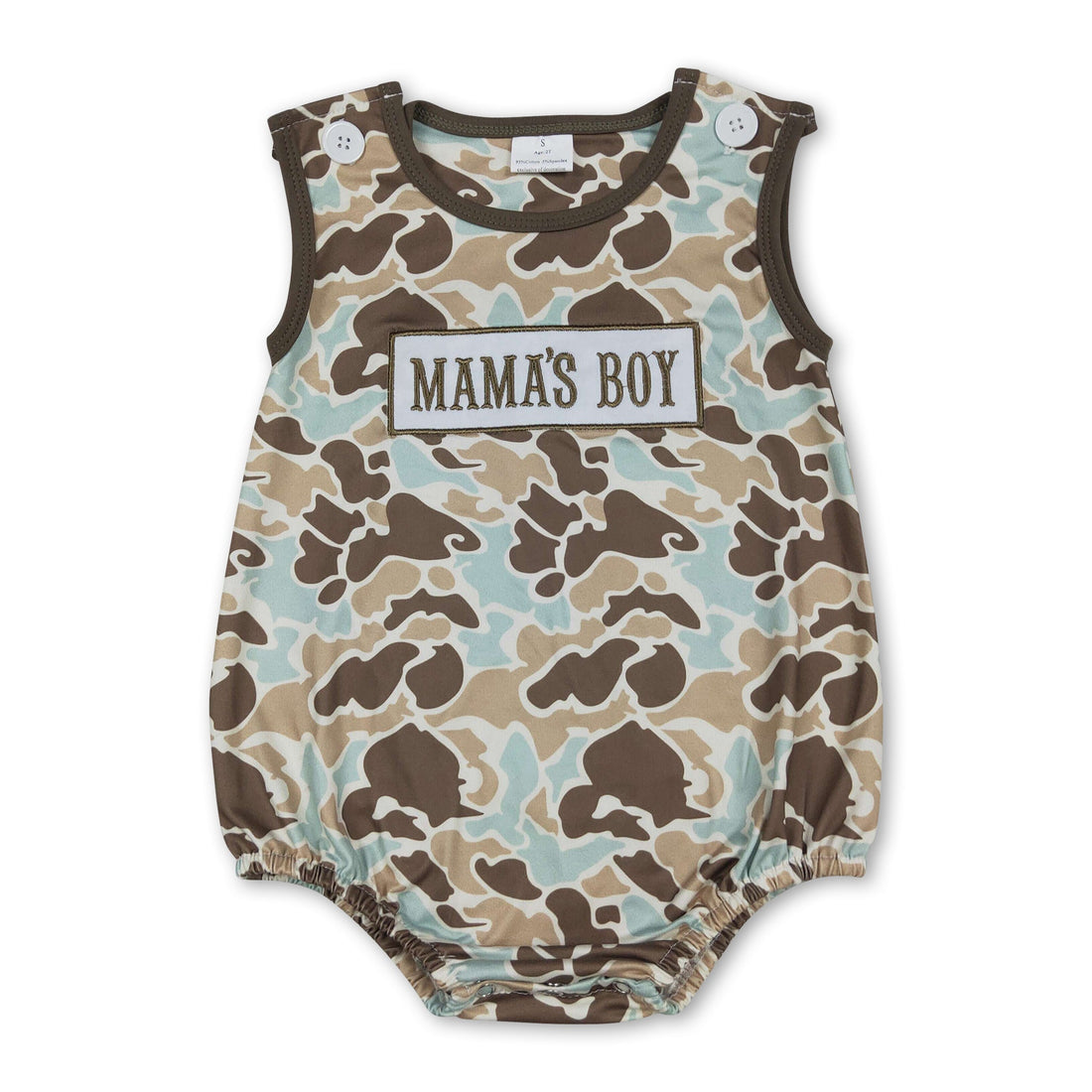 Mini Rodeo sleeveless camo baby romper with mama&