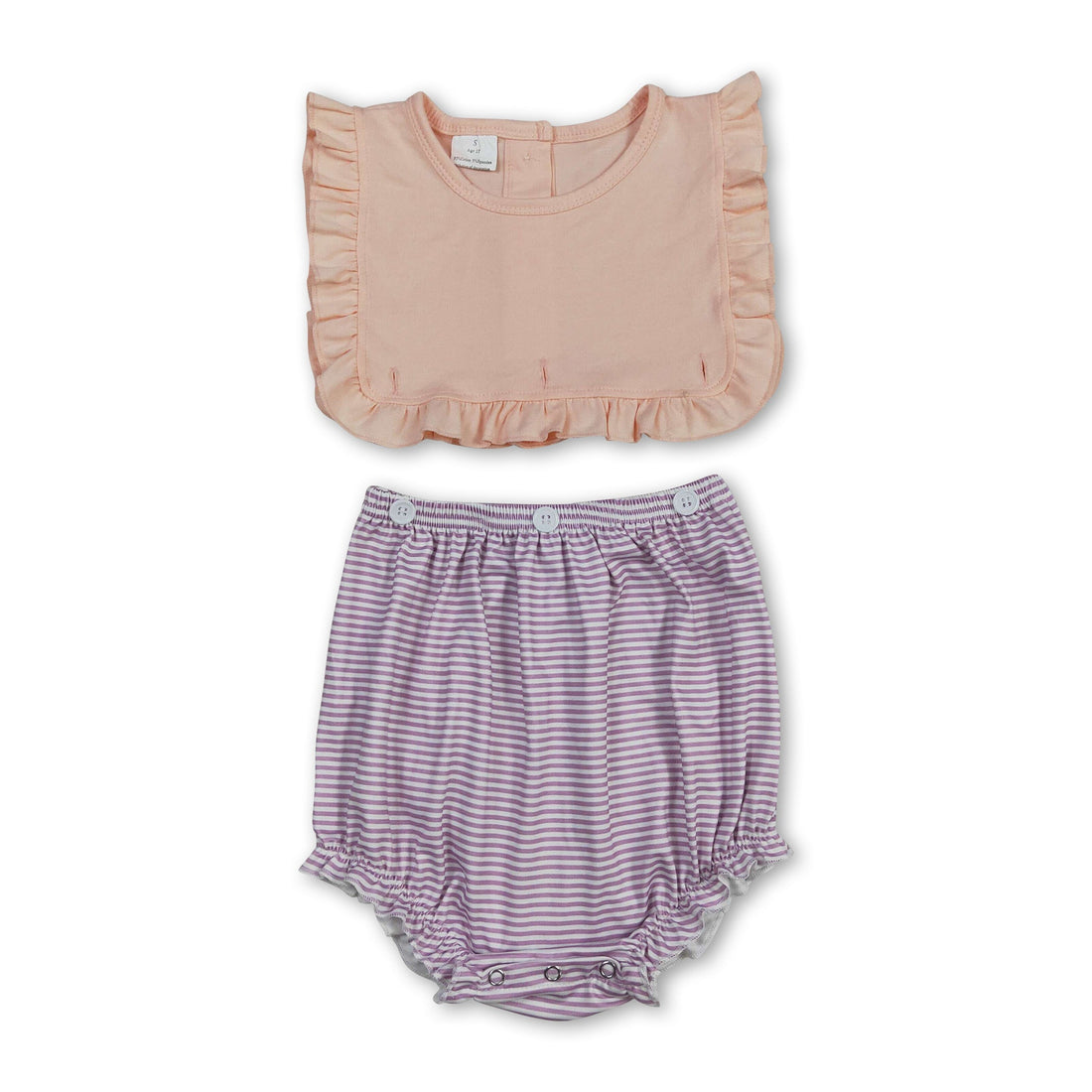 Purple striped ruffle baby girls&