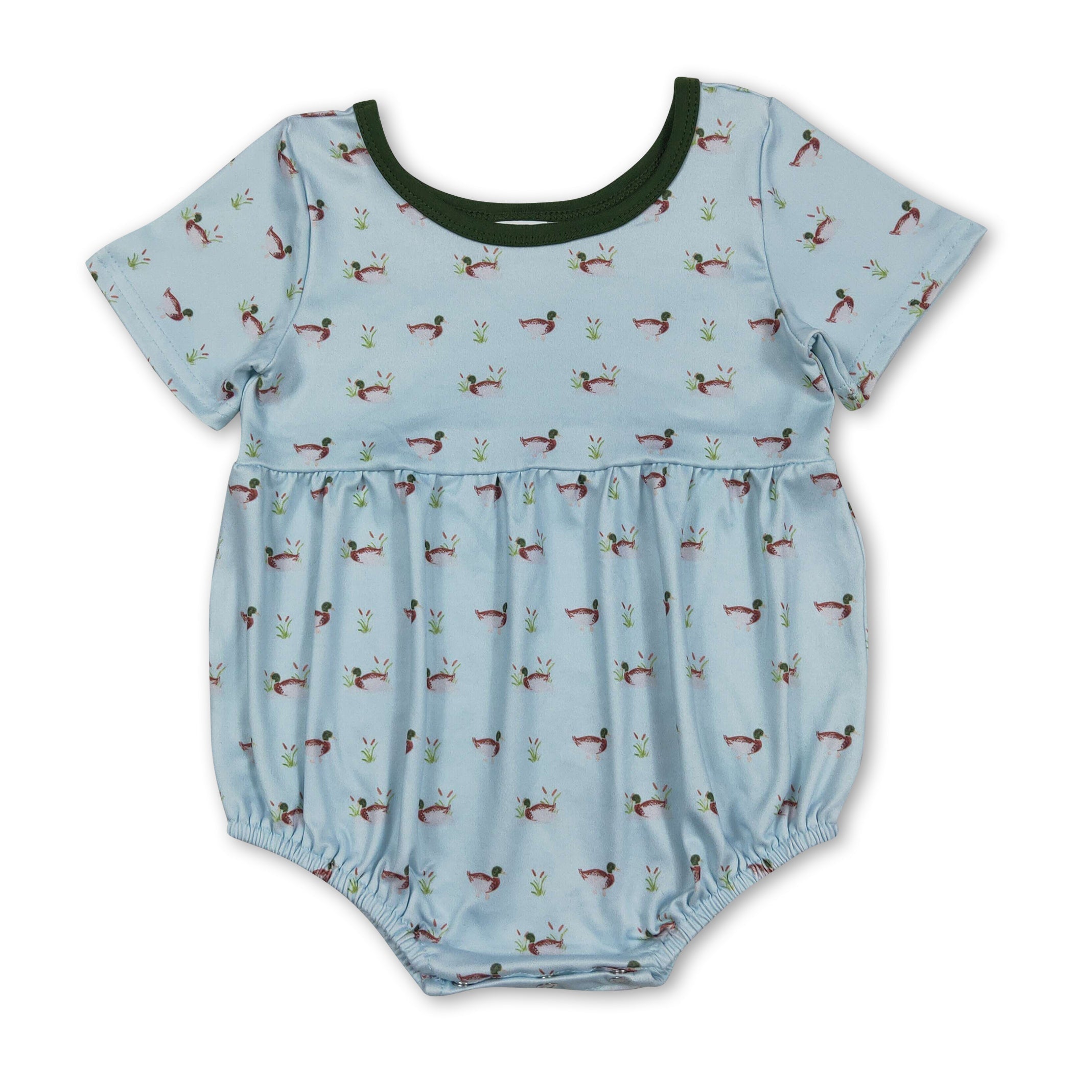 Short sleeves light blue duck baby boy summer romper