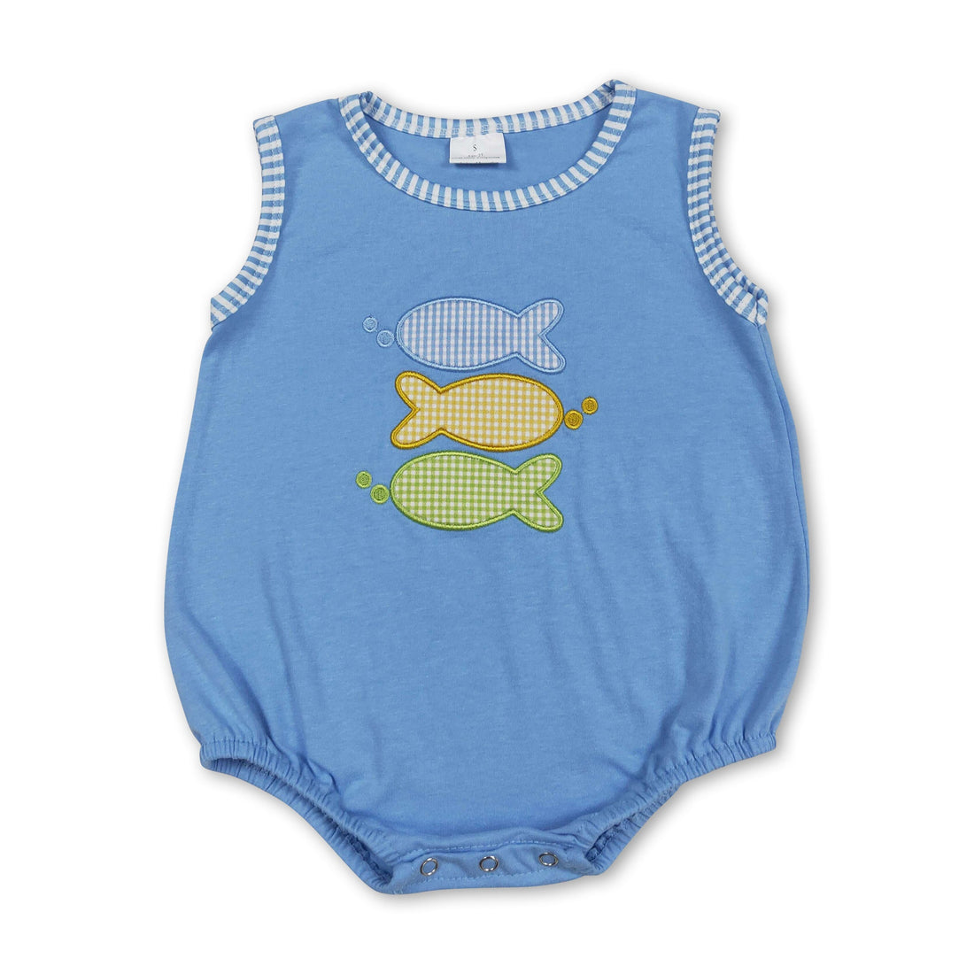 Light blue sleeveless baby boy summer romper from Mini Rodeo&