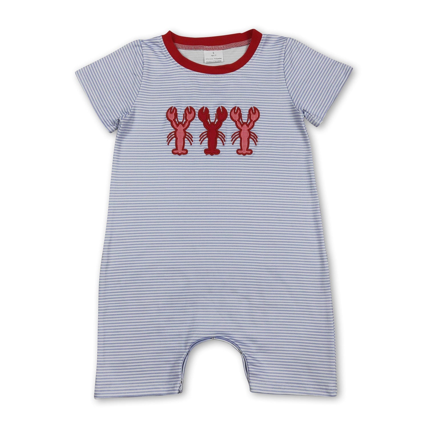 Short sleeves stripe crawfish baby boy summer romper