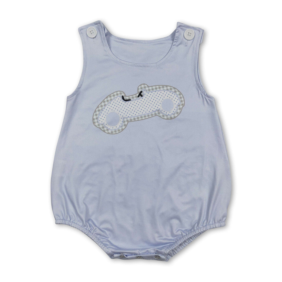 Mini Rodeo sleeveless baby boy summer romper from Boy Bubbles collection, featuring a light, breathable fabric and cute design.