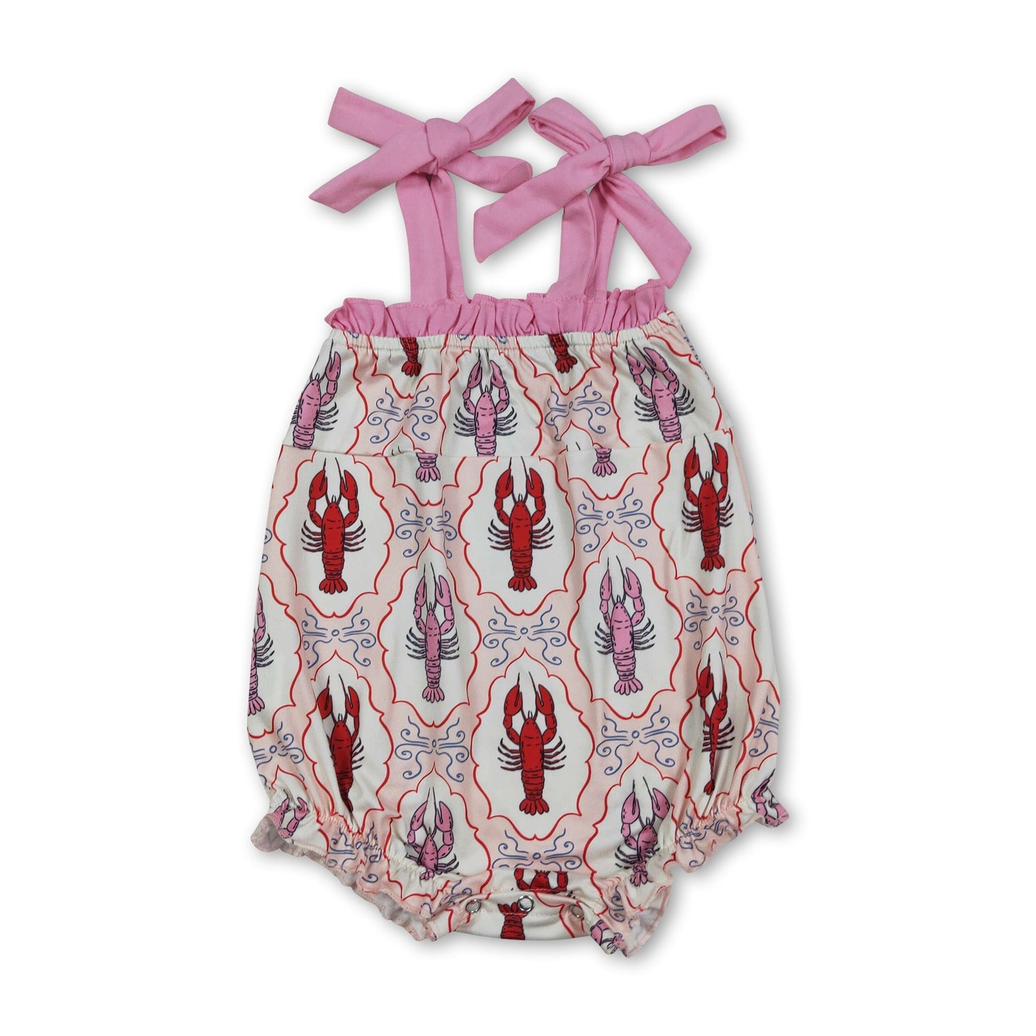 Straps ruffle crawfish baby girls summer romper