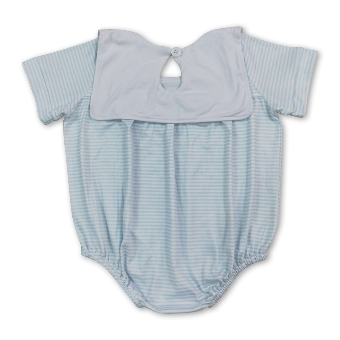 Short sleeves stripe farm tractor embroidery boy romper