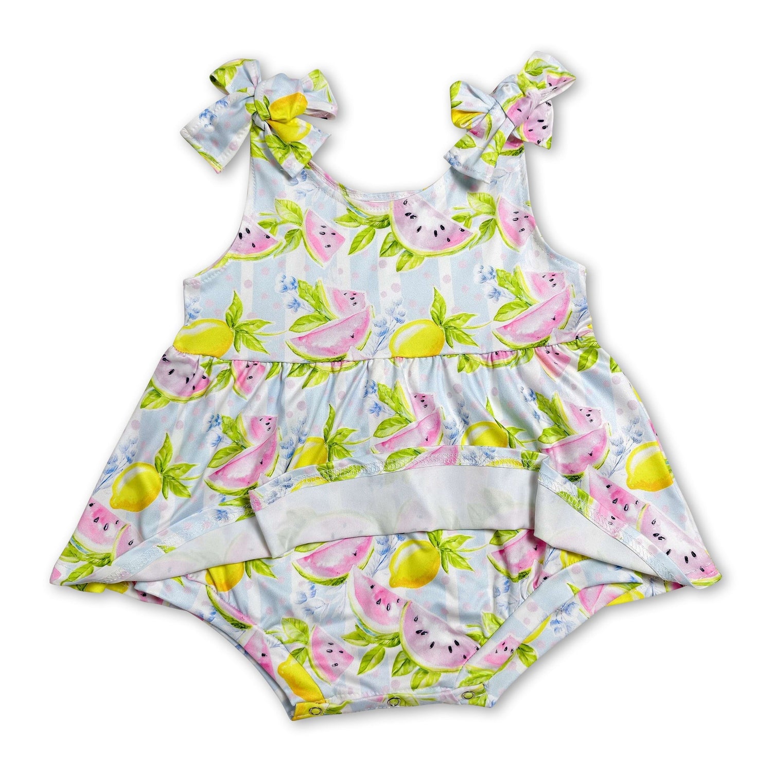 Sleeveless lemon watermelon baby girls romper