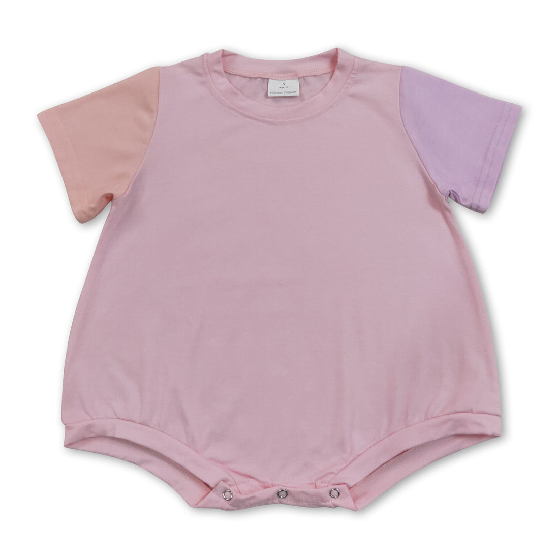 Pink cotton short sleeve baby girl summer romper from Mini Rodeo Girl Bubbles collection, featuring a cute, comfortable design.