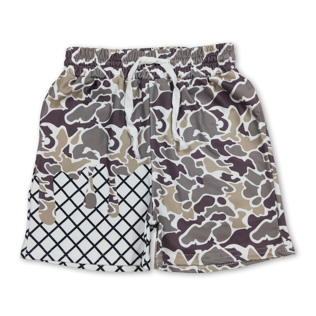 Mini Rodeo camo ice cream sprinkle baby boy summer shorts, lightweight boy shorts with colorful ice cream pattern, perfect for warm weather.