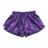 Purple drawstring girl shorts by Mini Rodeo, featuring comfortable fit and casual style for kids and girls.