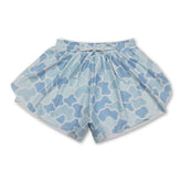 Light blue camouflage women’s summer active shorts by Mini Rodeo, featuring a comfortable fit and stylish design.